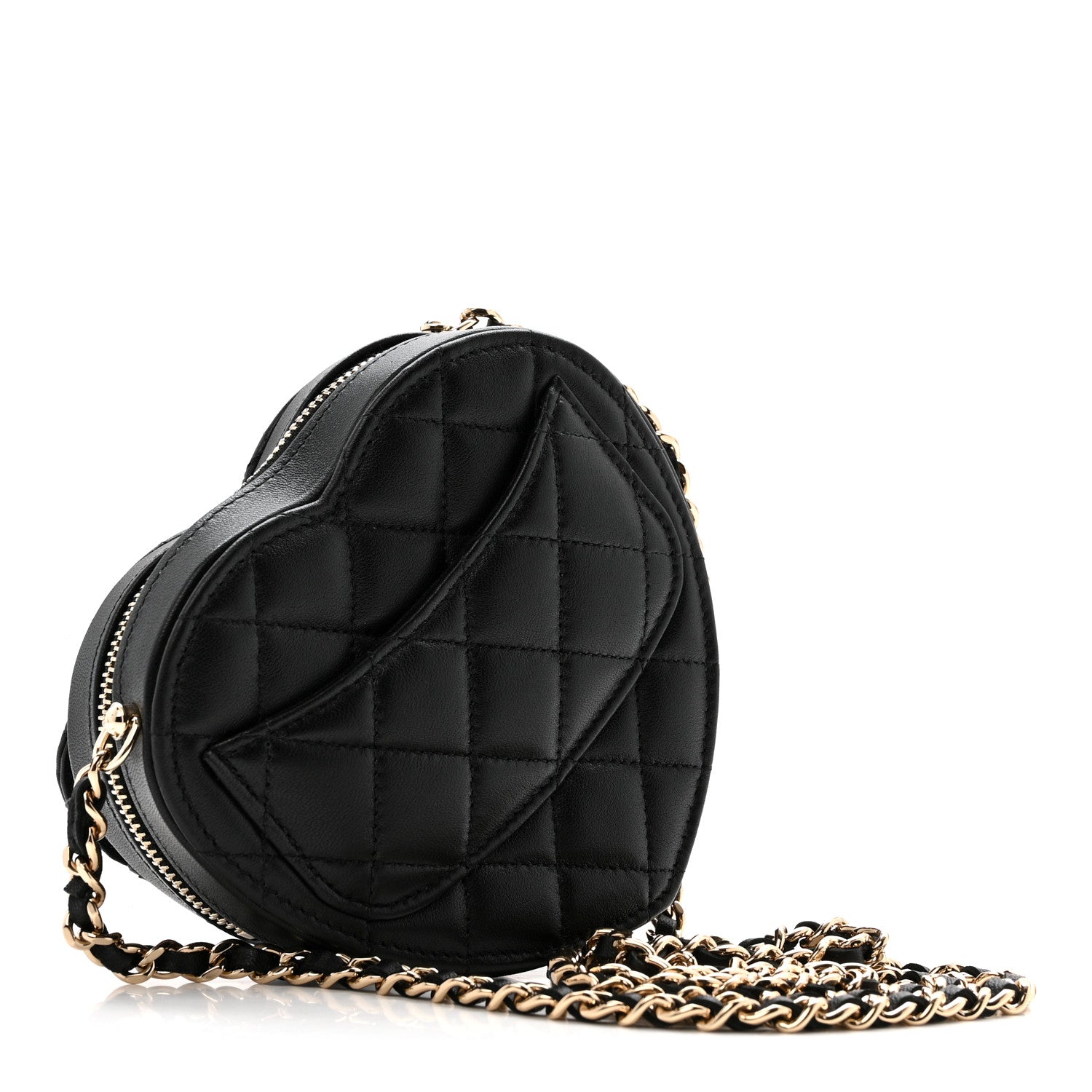 Chanel Lambskin Quilted CC In Love Heart Clutch With Chain Black 3 of 10