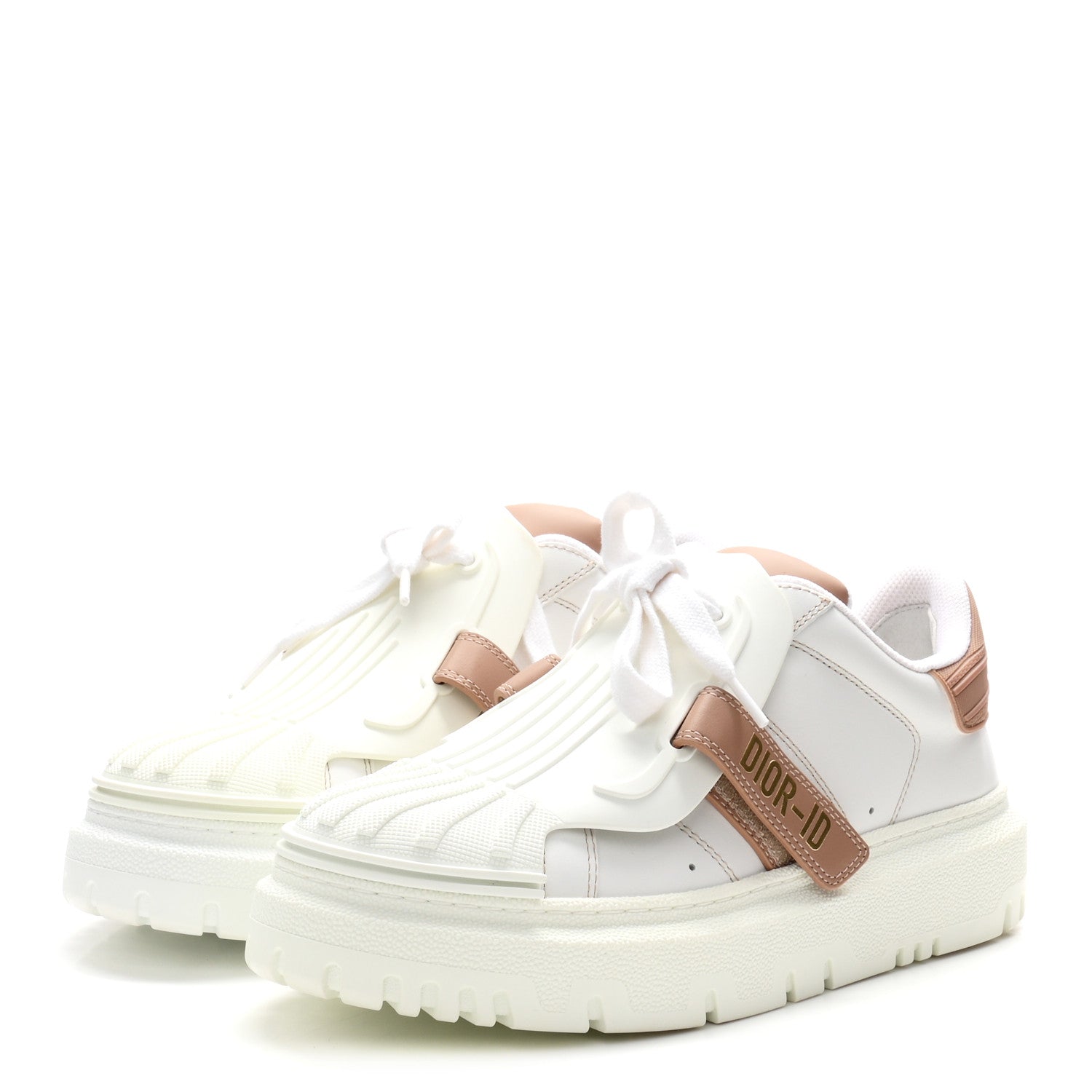 Christian Dior Calfskin Bi-Color Dior-ID Platform Sneakers 37.5 White Nude 4 of 9