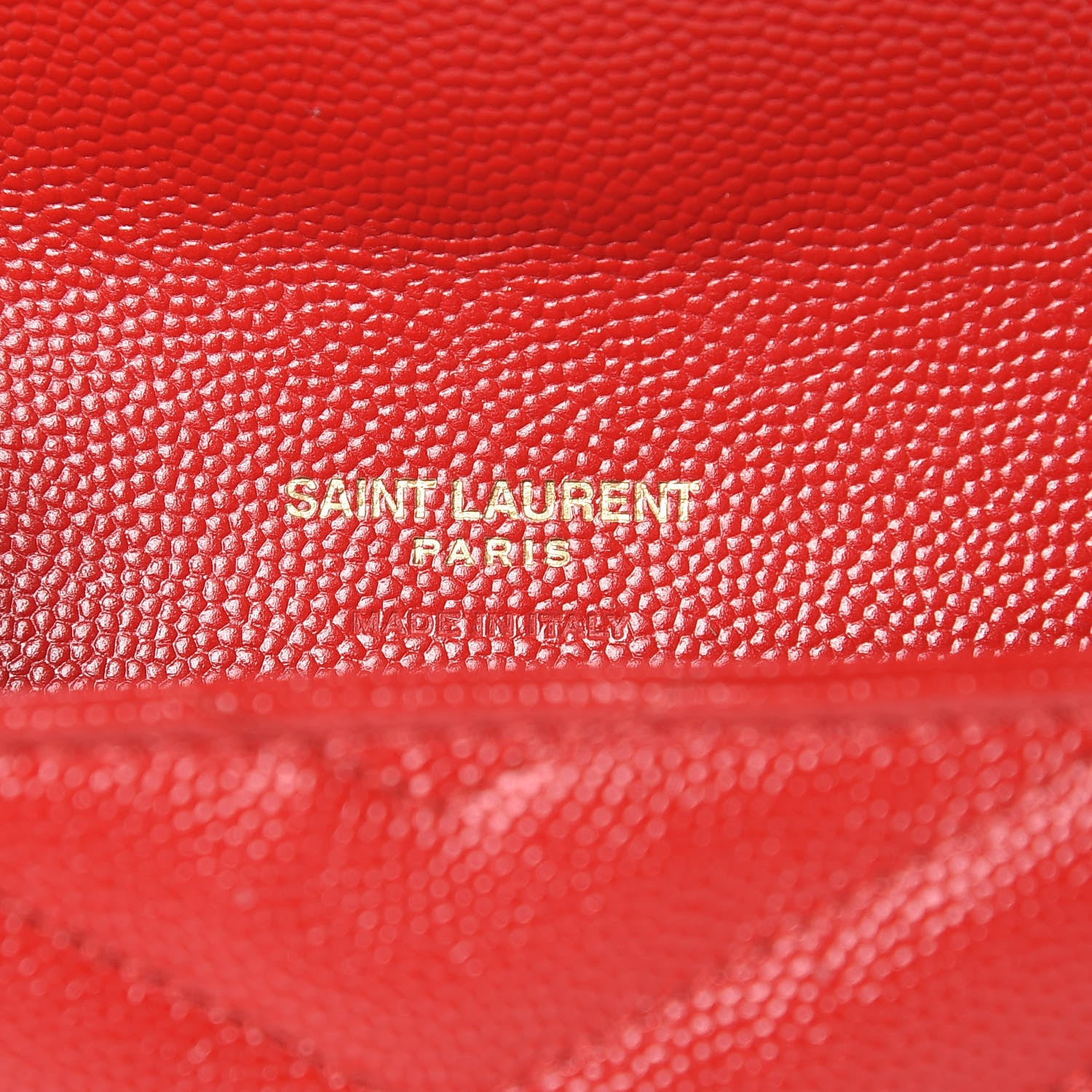 Saint Laurent Grain De Poudre Matelasse Chevron Small Monogram Envelope Wallet Rouge Eros 6 of 6