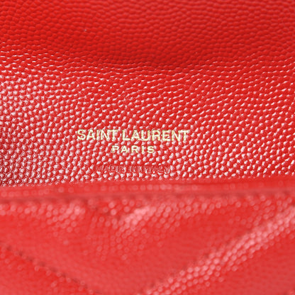 Saint Laurent Grain De Poudre Matelasse Chevron Small Monogram Envelope Wallet Rouge Eros 6 of 6