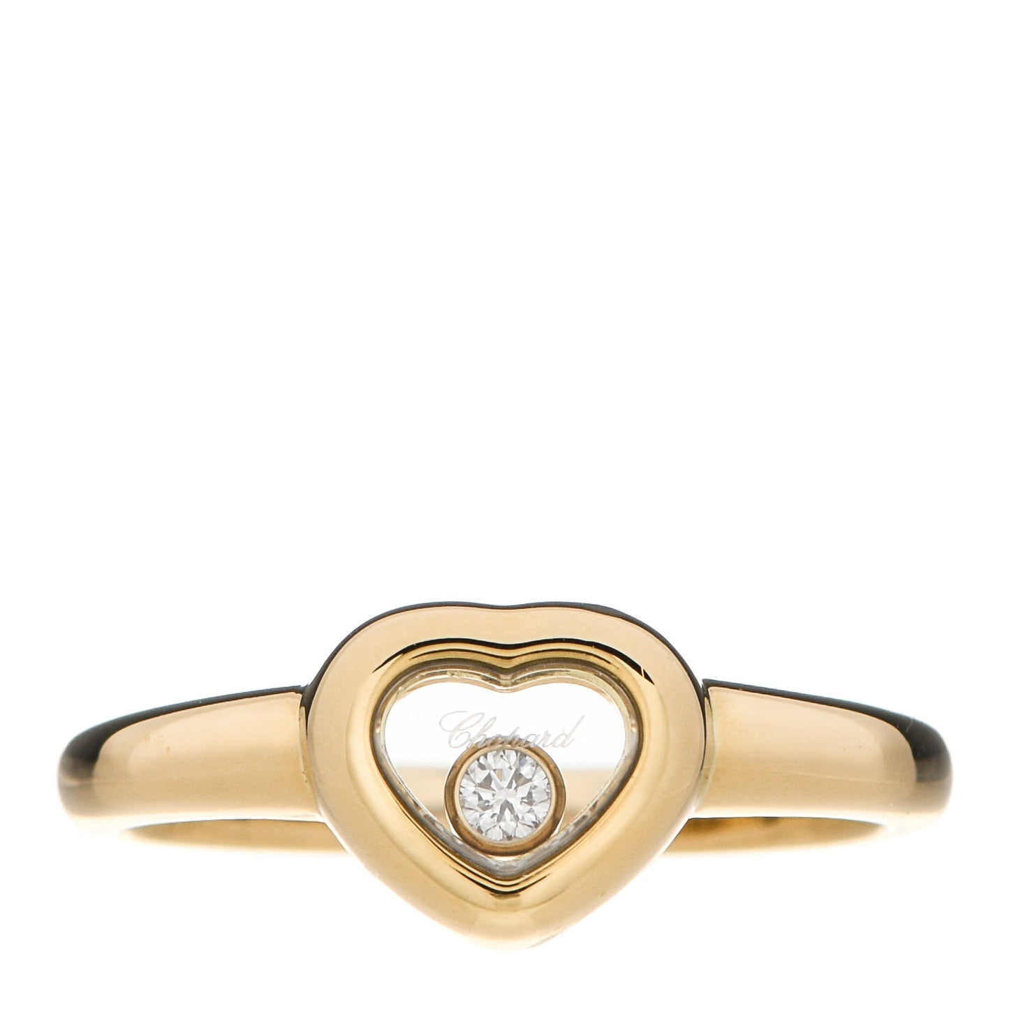 18K Yellow Gold Diamond Happy Heart Ring 52 6