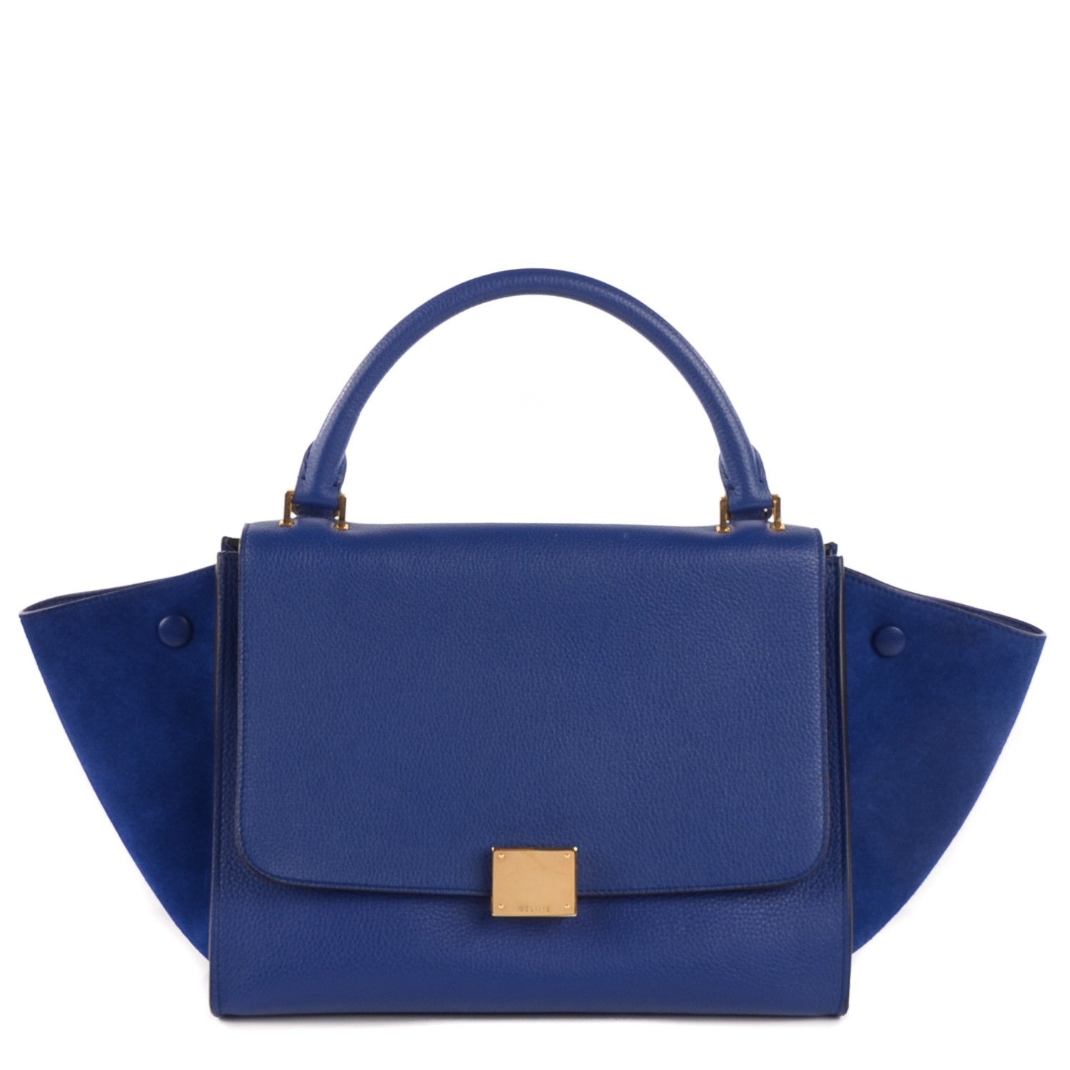 Celine Drummed Calfskin Suede Small Trapeze Indigo 1 of 8