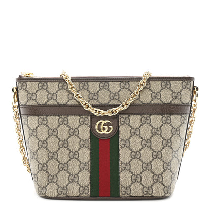 Gucci GG Supreme Monogram Web Ophidia Chain Shoulder Bag Brown 1 of 10