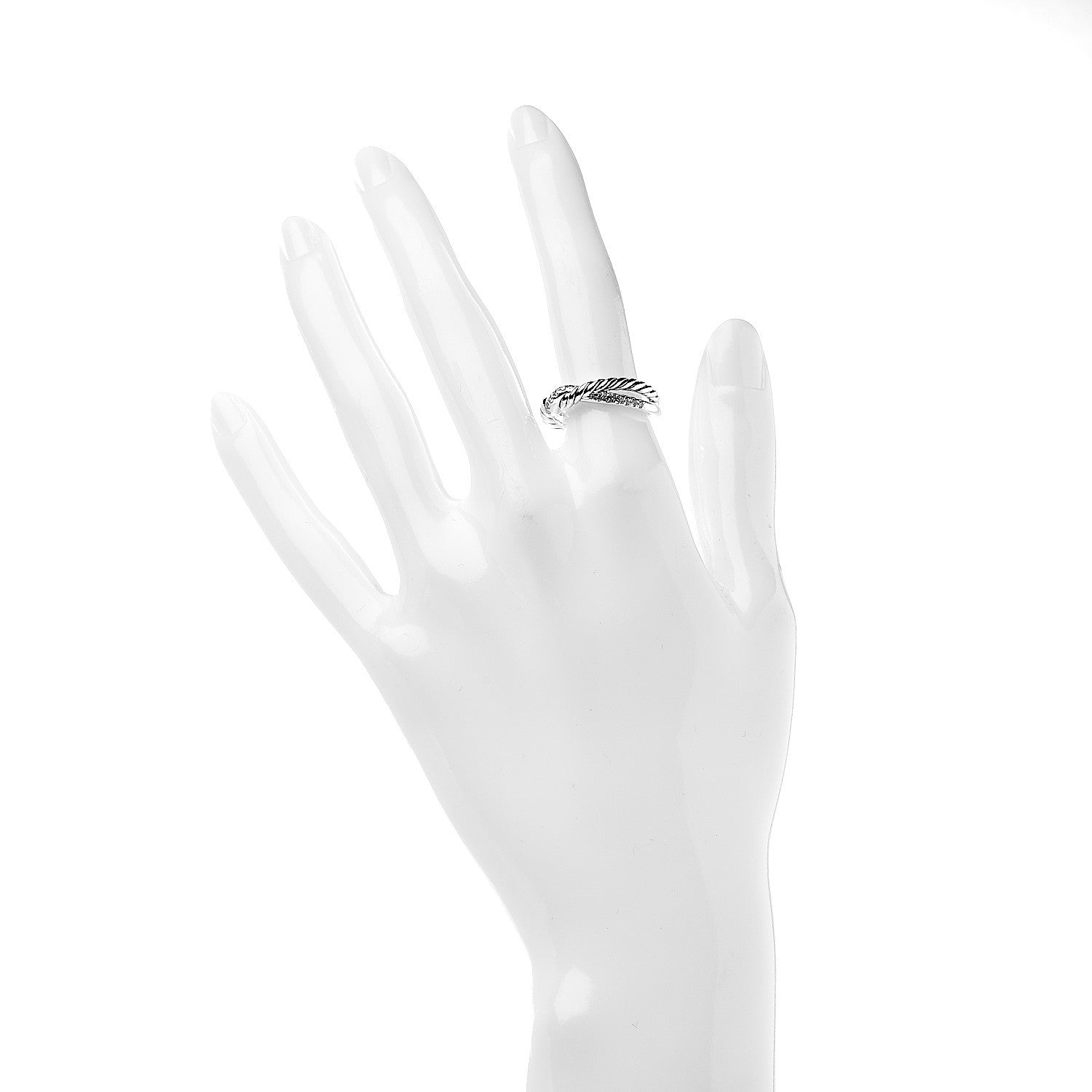 David Yurman Sterling Silver Diamond Continuance Band Ring 50 5.5 2 of 4