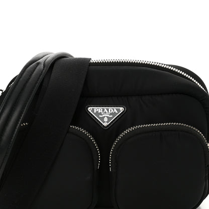Prada Tessuto Nylon Pocket Cargo Shoulder Bag Black White 7 of 9