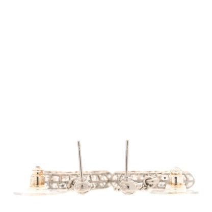 Chanel Crystal Baguette CC Drop Earrings Silver 3 of 4