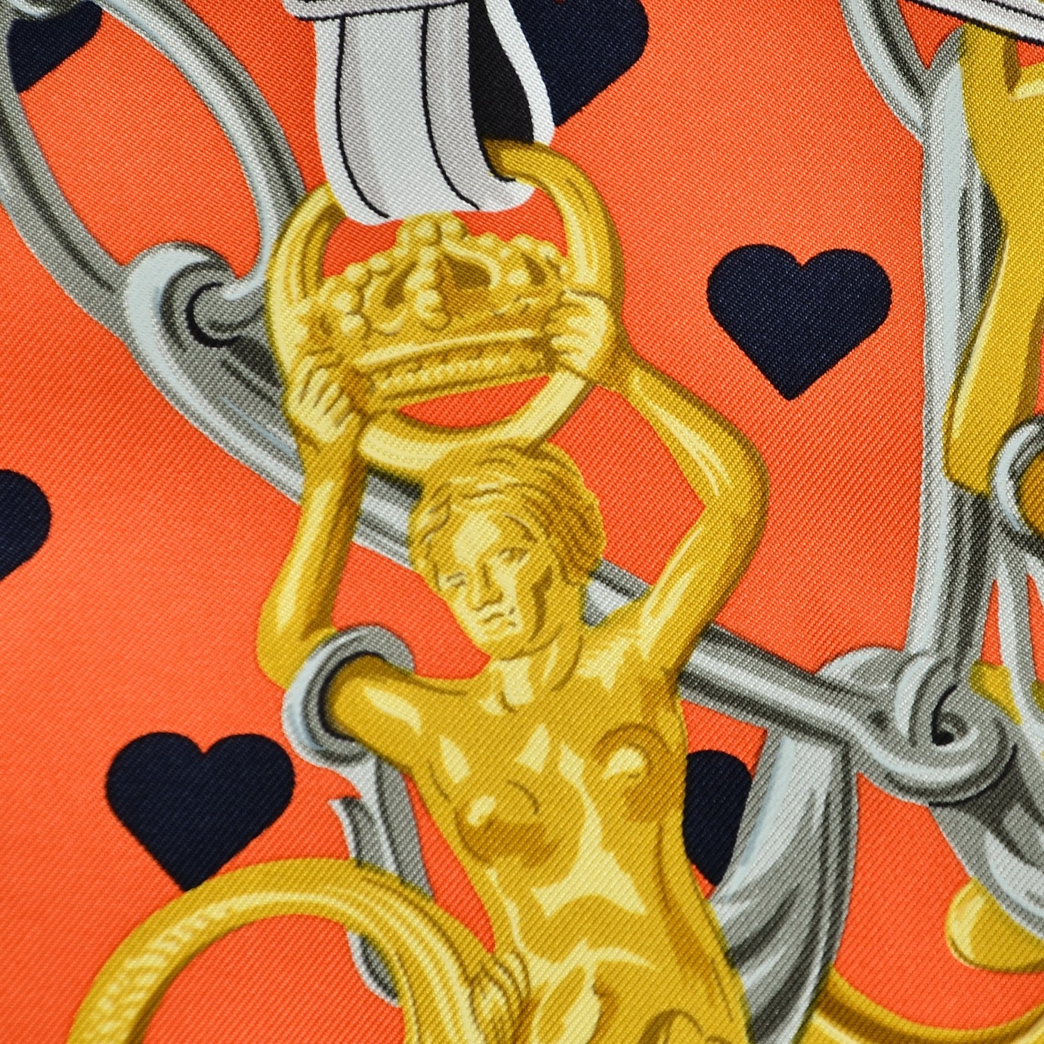 Hermes Silk Brides De Gala Love Scarf 90 Orange Marine White 5 of 7