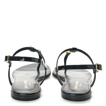 Saint Laurent Patent Calfskin Cassandra Monogram Sandals 36 Black 5 of 10