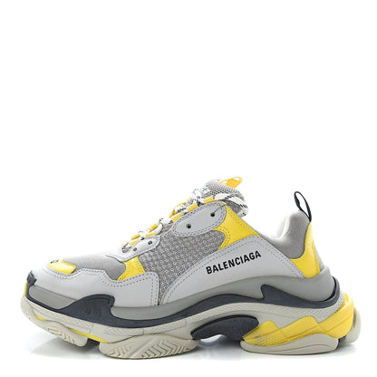 Balenciaga Fabric Mesh Mens Triple S Sneakers 38 Yellow Grey White 1 of 8