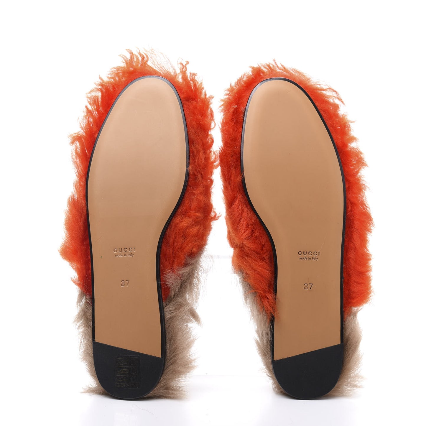 Merino Wool Womens Princetown Slippers 37 Sun Orange Natural