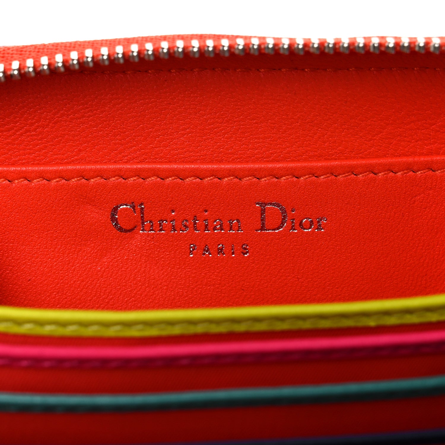 Christian Dior Lambskin Cannage Mini Lady Dior Zip Portemonnaie Orange 6 of 7