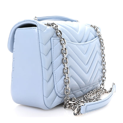 Gucci Lambskin Matelasse Medium GG Marmont Shoulder Bag Light Blue 3 of 10
