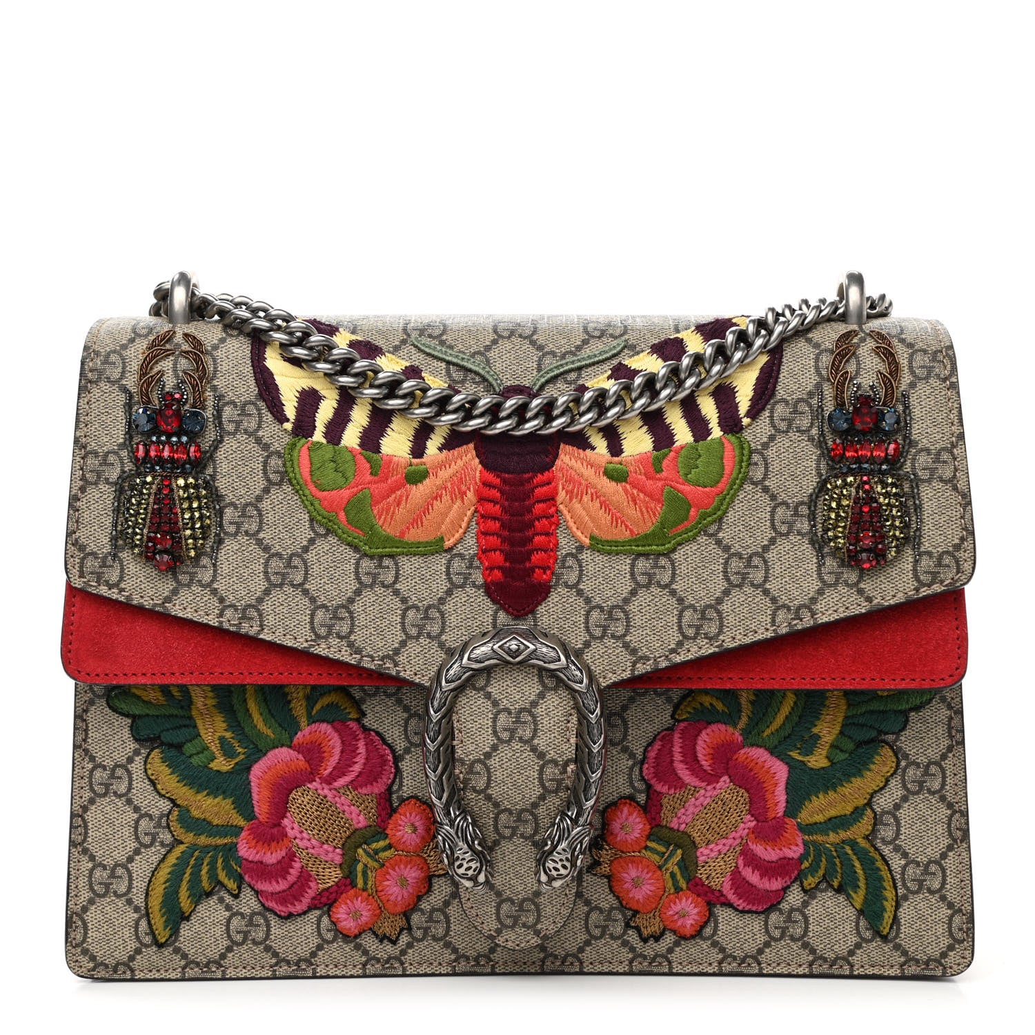 Gucci GG Supreme Monogram Embroidered Medium Dionysus Shoulder Bag Beige Hibiscus 1 of 12