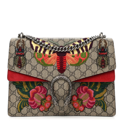 Gucci GG Supreme Monogram Embroidered Medium Dionysus Shoulder Bag Beige Hibiscus 1 of 12