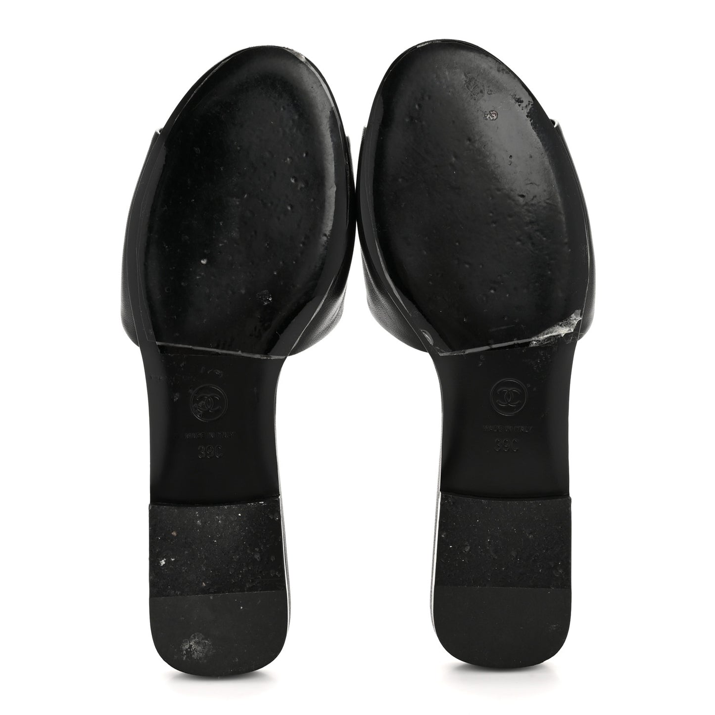 Lambskin Pearl CC Sandals 39 Black