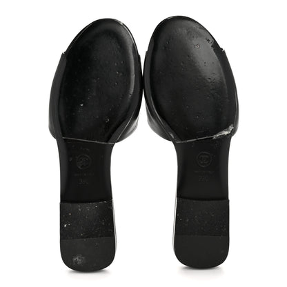 Chanel Lambskin Pearl CC Sandals 39 Black 6 of 10