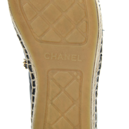 Chanel Lambskin Quilted CC Chain Espadrilles 37 Black 7 of 9