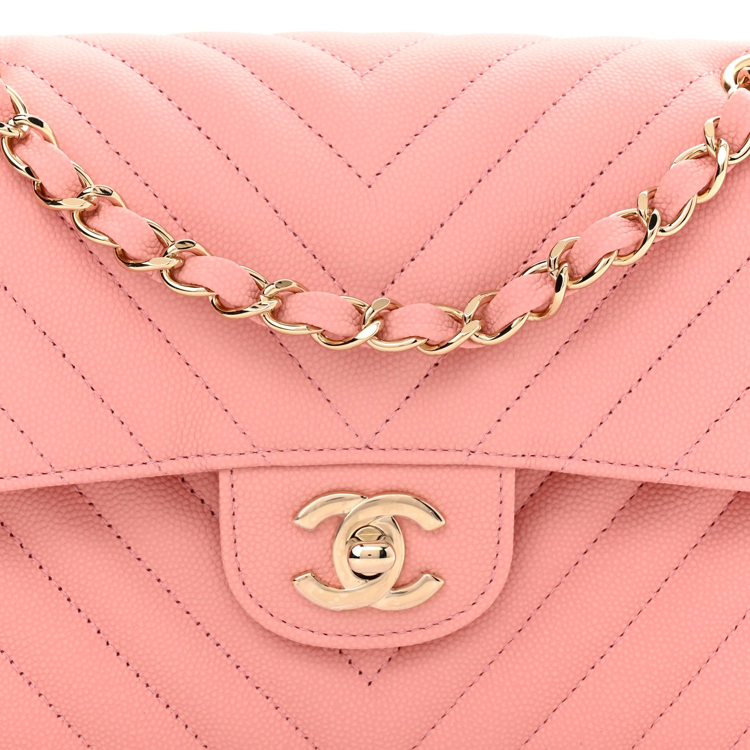 Chanel Caviar Chevron Quilted Small Double Flap Pink 8 of 10