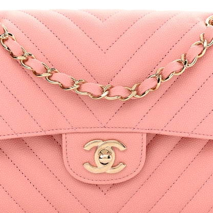 Chanel Caviar Chevron Quilted Small Double Flap Pink 8 of 10