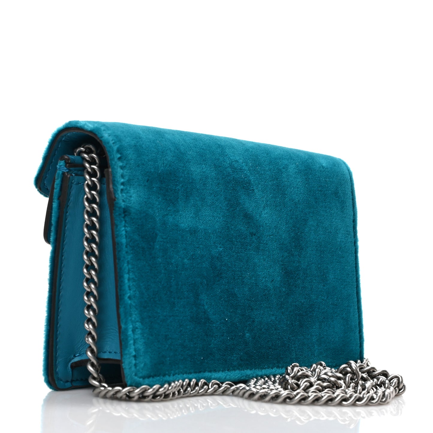 Velvet Super Mini Dionysus Shoulder Bag Pavone Cyan