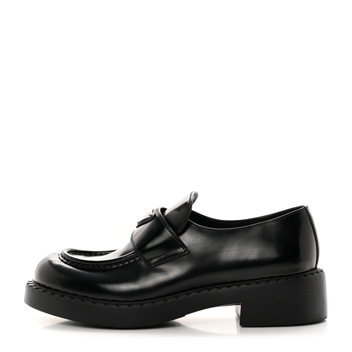 Prada Spazzolato Metal Triangle Logo 50mm Loafers 40 Black 1 of 12