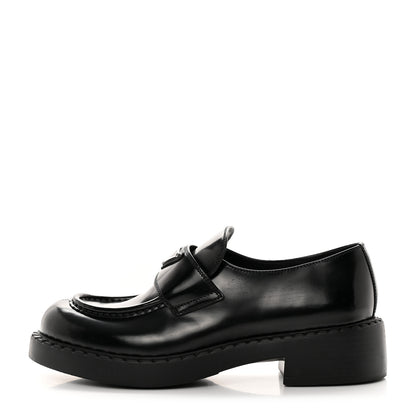 Prada Spazzolato Metal Triangle Logo 50mm Loafers 40 Black 1 of 12