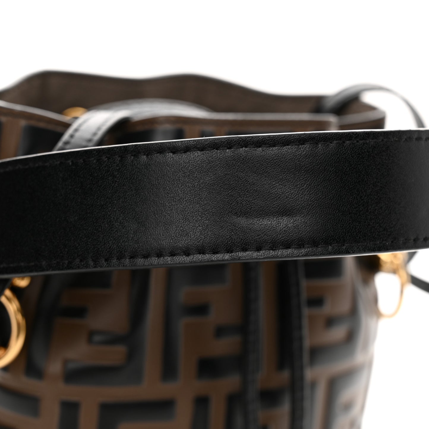 Vitello Liberty F is Fendi Bi-Color FF 1974 Embossed Mini Mon Tresor Bucket Bag Maya Black