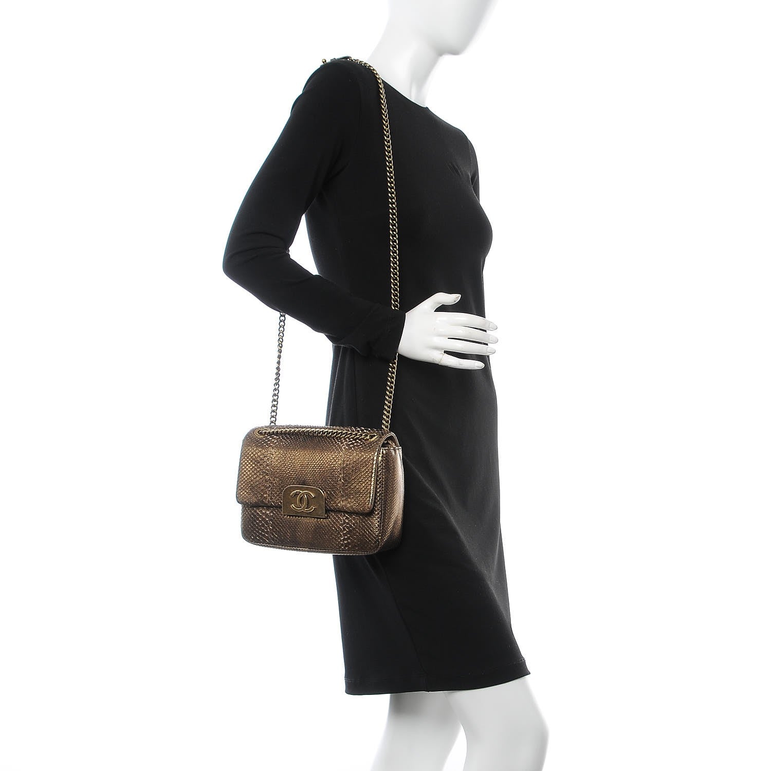 Chanel Python CC Square Flap Bronze 2 of 13