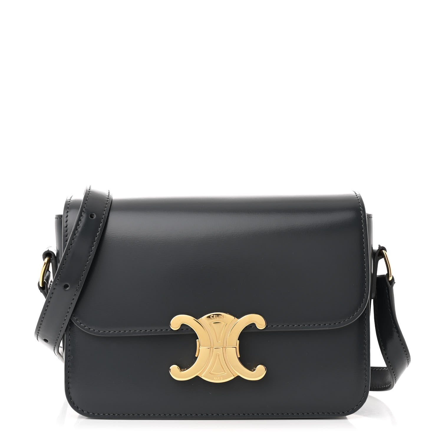 Celine Shiny Calfskin Teen Triomphe Dark Grey 1 of 11