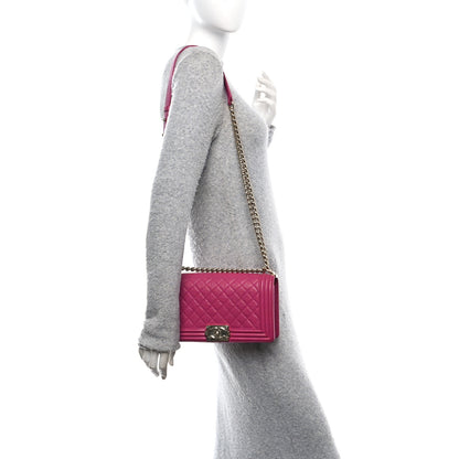 Chanel Caviar Quilted Medium Boy Flap Dark Pink 2 of 10