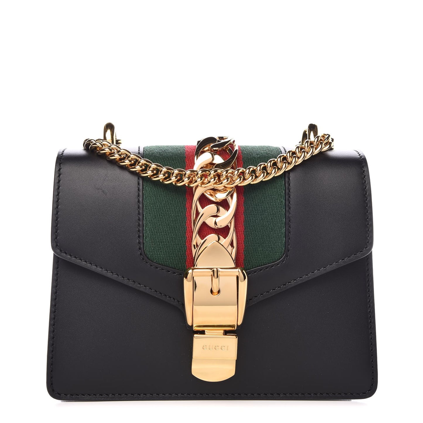 Calfskin Mini Sylvie Chain Shoulder Bag Black