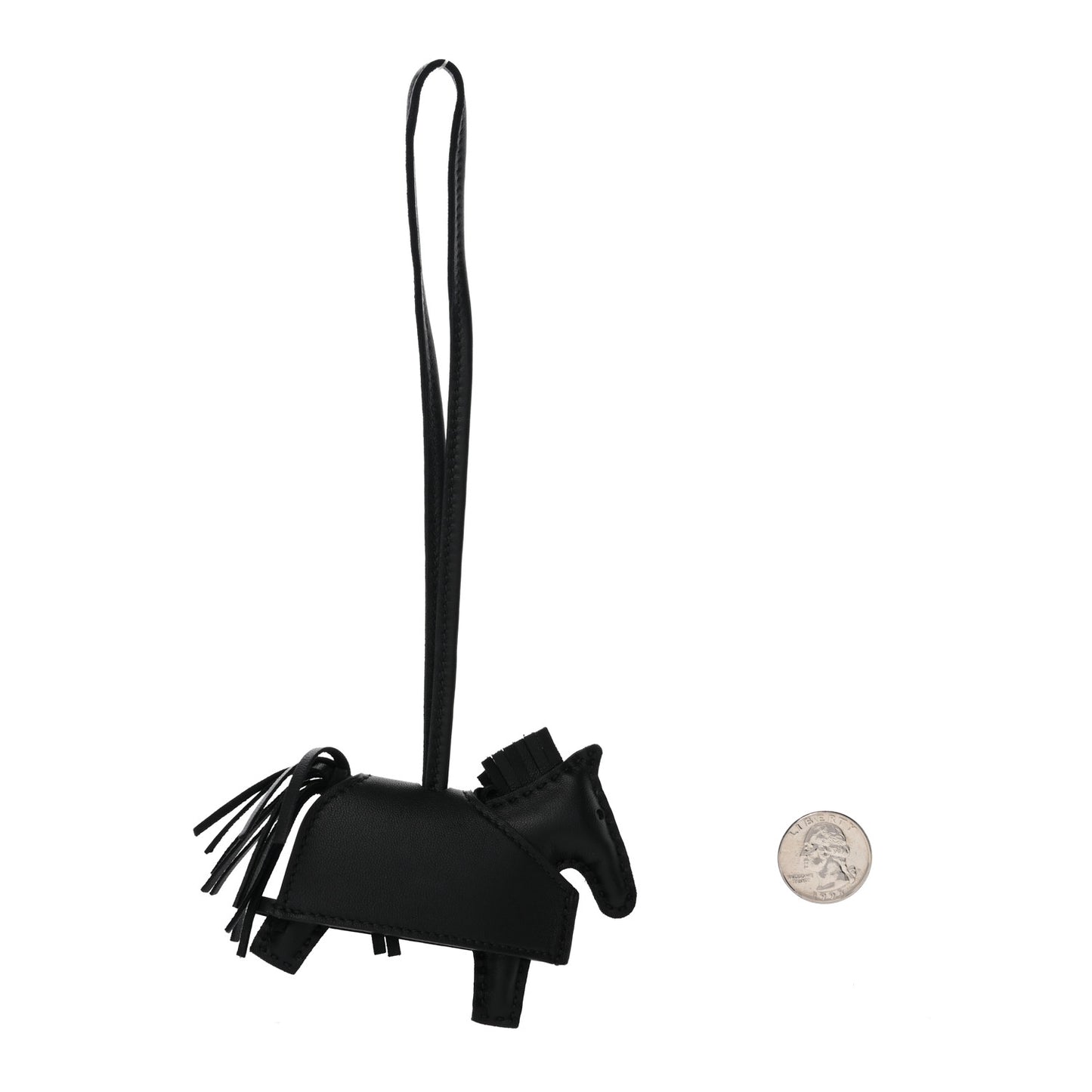 Milo Lambskin Studded Grigri Rodeo Robeo Rock Horse Bag Charm PM Black