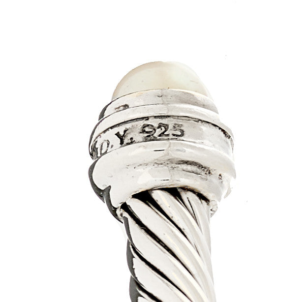 Sterling Silver Diamond Cultured Pearl 5mm Cable Classics Princess Bracelet