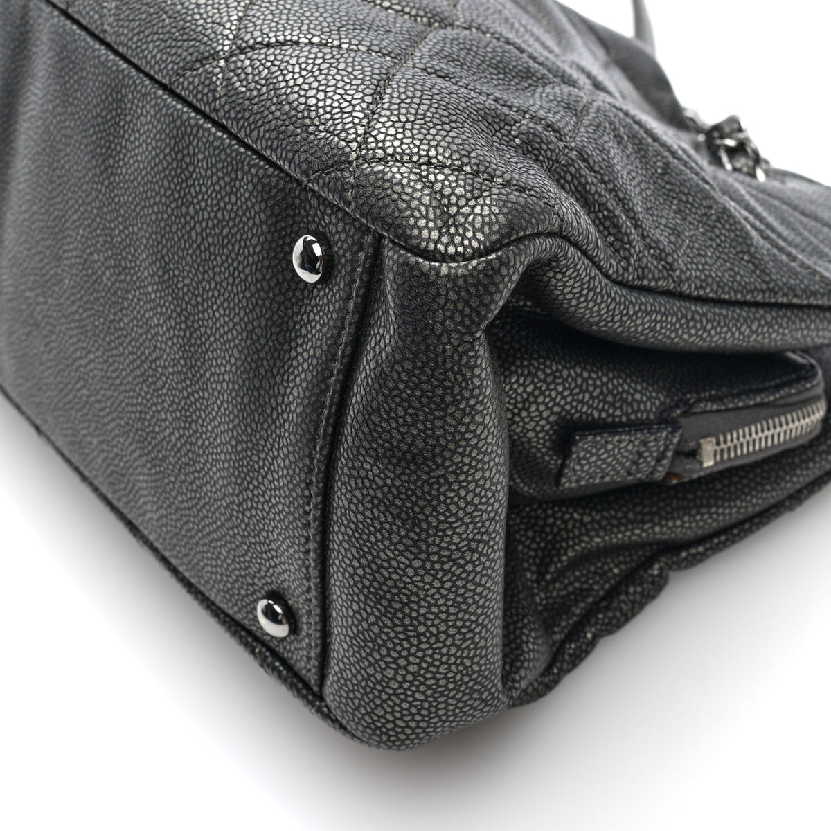 Chanel Metallic Caviar Quilted Timeless CC Shopping Tote Dark Grey 9 of 9