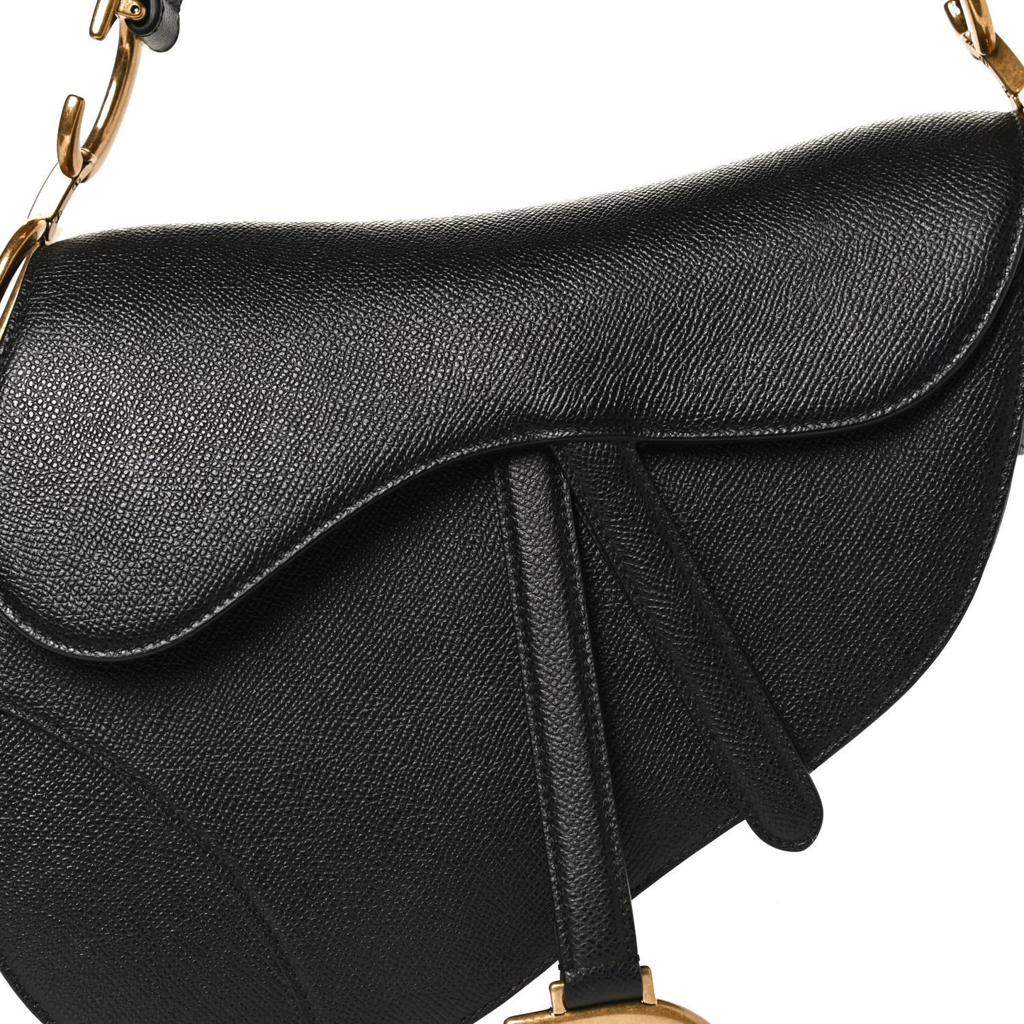 Grained Calfskin Saddle Bag Black