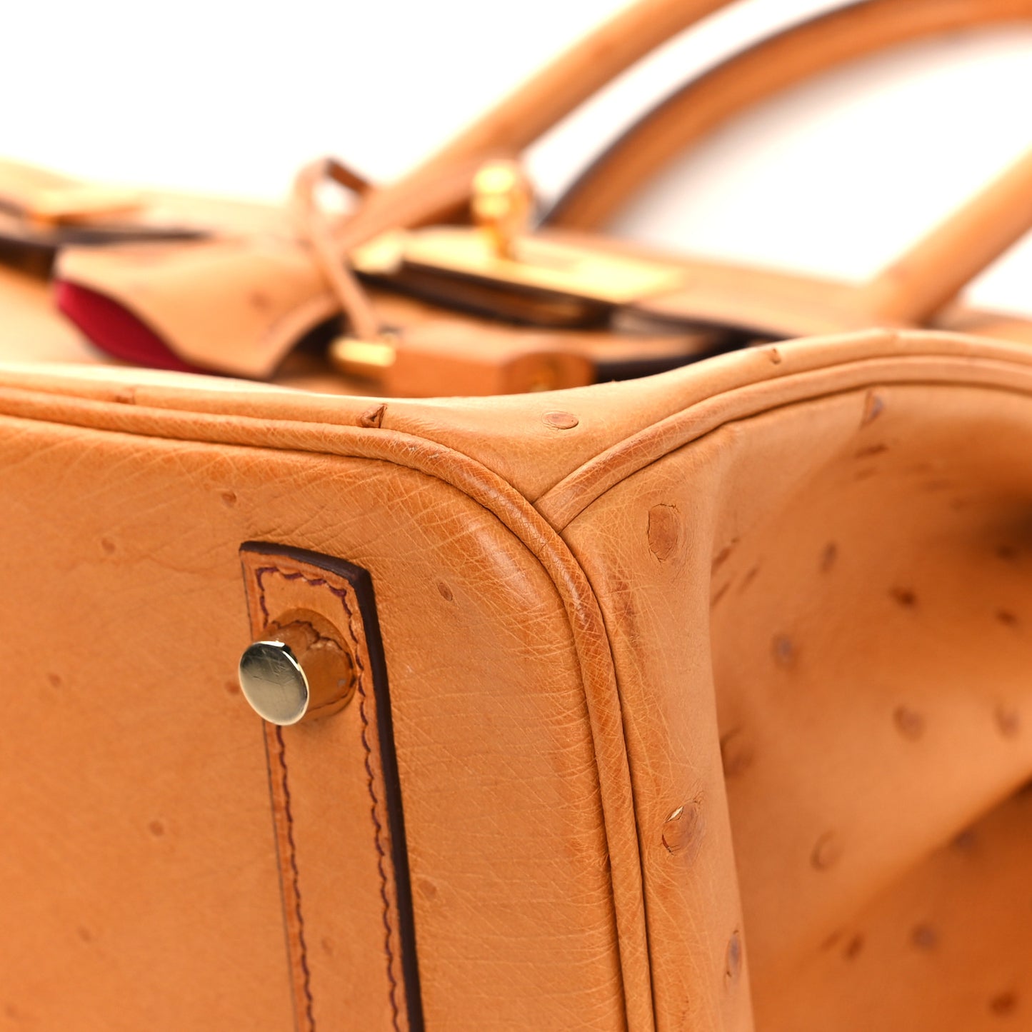 Ostrich Horseshoe Birkin 30 Cognac Rose Extreme
