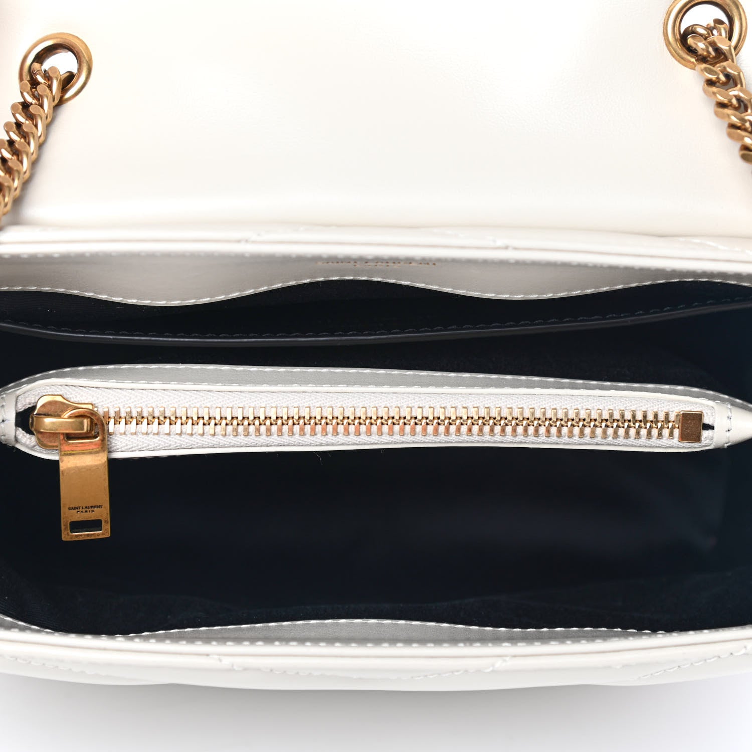 Saint Laurent Calfskin Y Quilted Monogram Small Loulou Chain Satchel Crema Soft 4 of 8