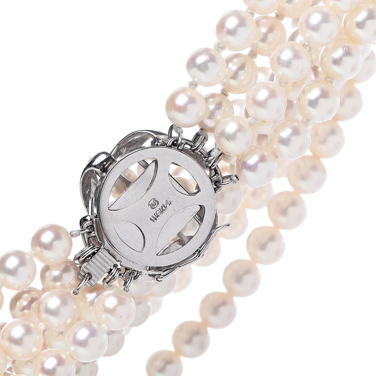 14K White Gold Akoya Pearl 4.5-6mm Five Strand Necklace