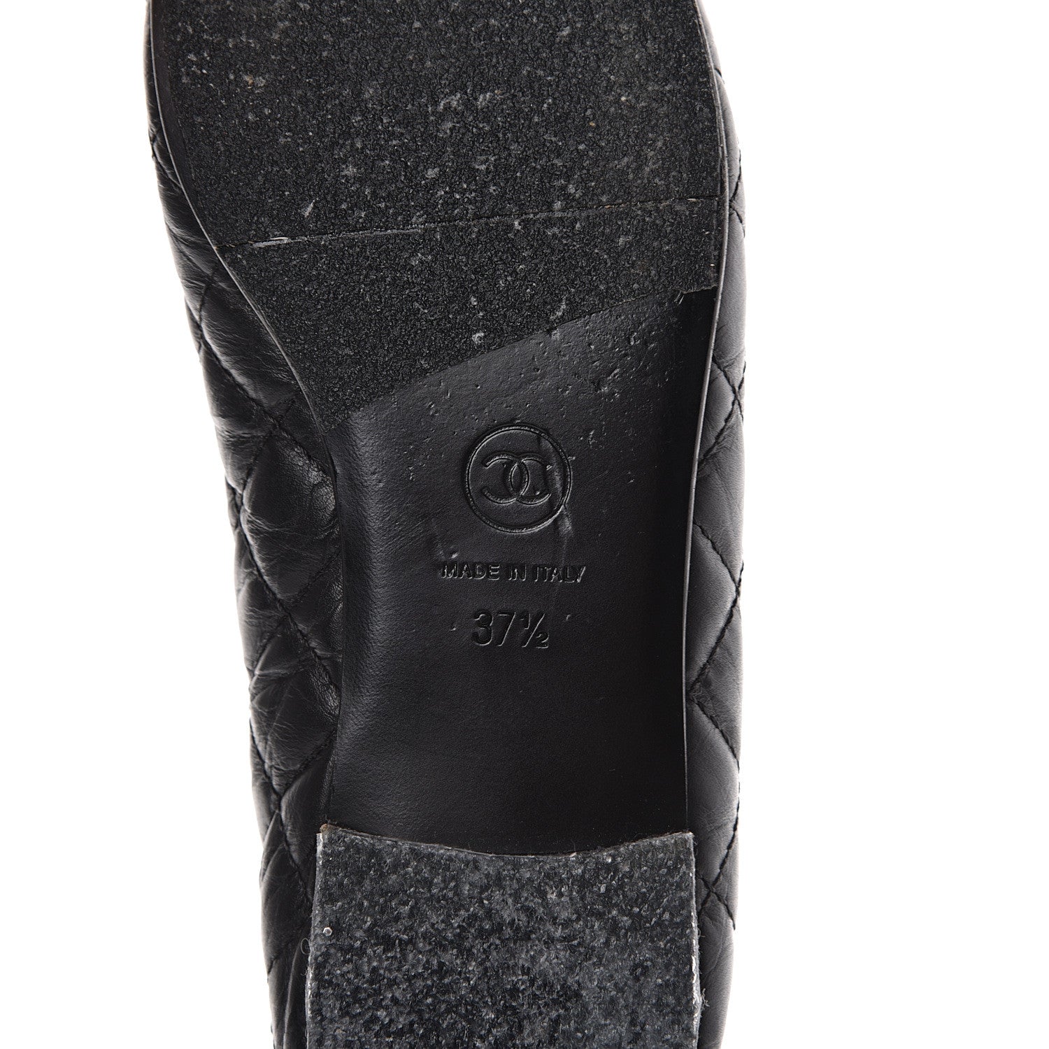 Chanel Aged Calfskin Quilted Cap Toe Ballerina Flats 37.5 Black 6 of 12