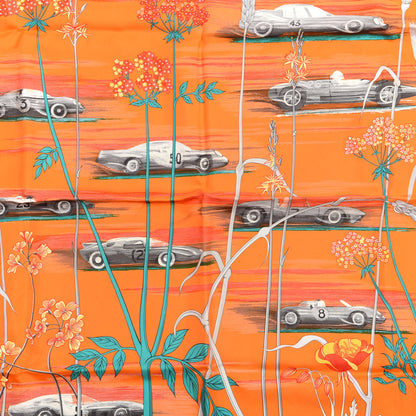 Hermes Silk Soie Les Bolides Scarf 90 Black Orange Vert 3 of 4