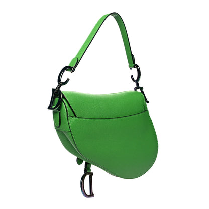 Christian Dior Grained Calfskin Saddle Bag Green 2 of 9