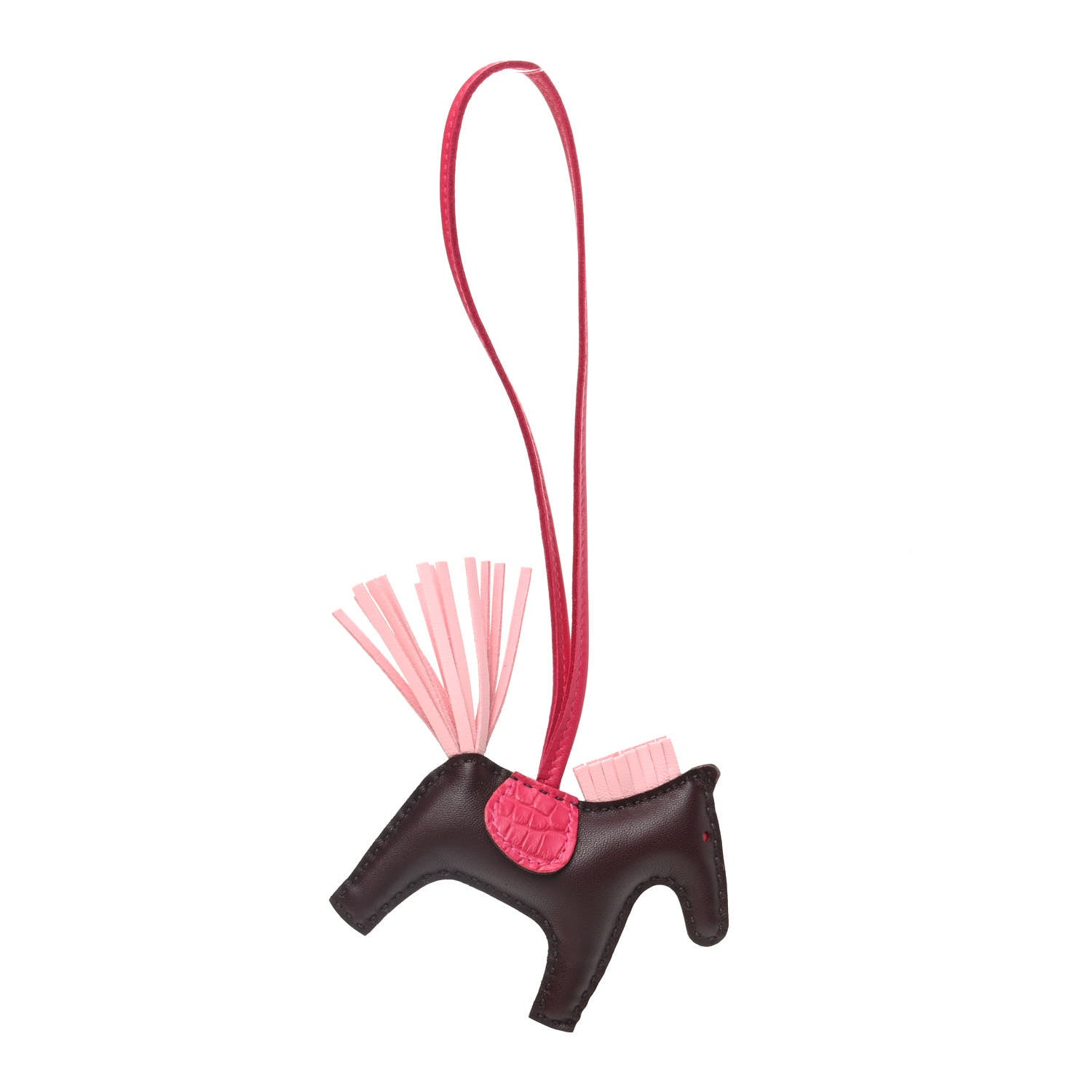 Hermes Milo Lambskin Matte Alligator Touch Grigri Rodeo Horse Bag Charm PM Rouge Sellier Framboise Rose Sakura 1 of 5