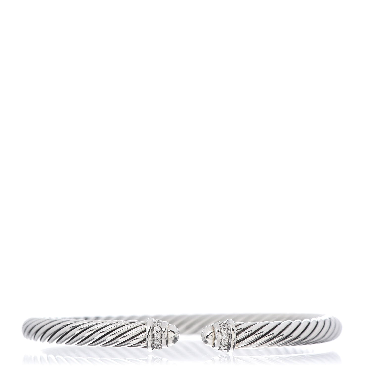 David Yurman Sterling Silver Diamond 5mm Cable Classics Dome Bracelet 1 of 4