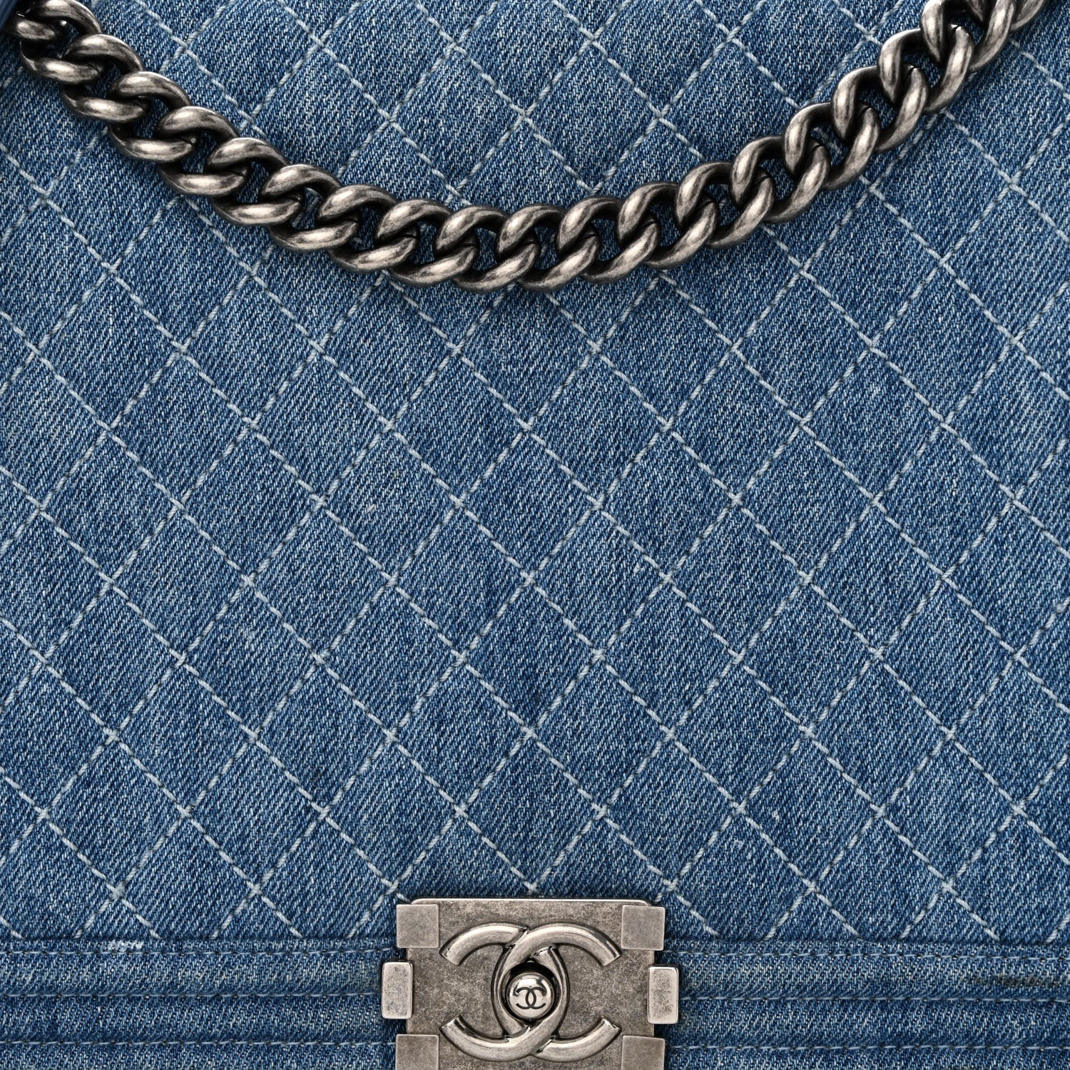 Chanel Denim Quilted Large Boy Flap Blue 8 of 14