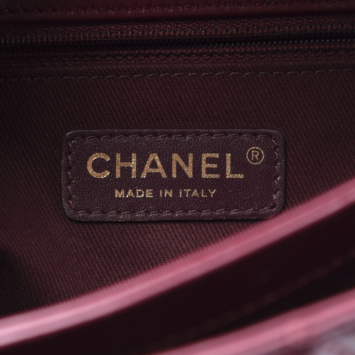 Calfskin Quilted Large Perfect Edge Flap Burgundy