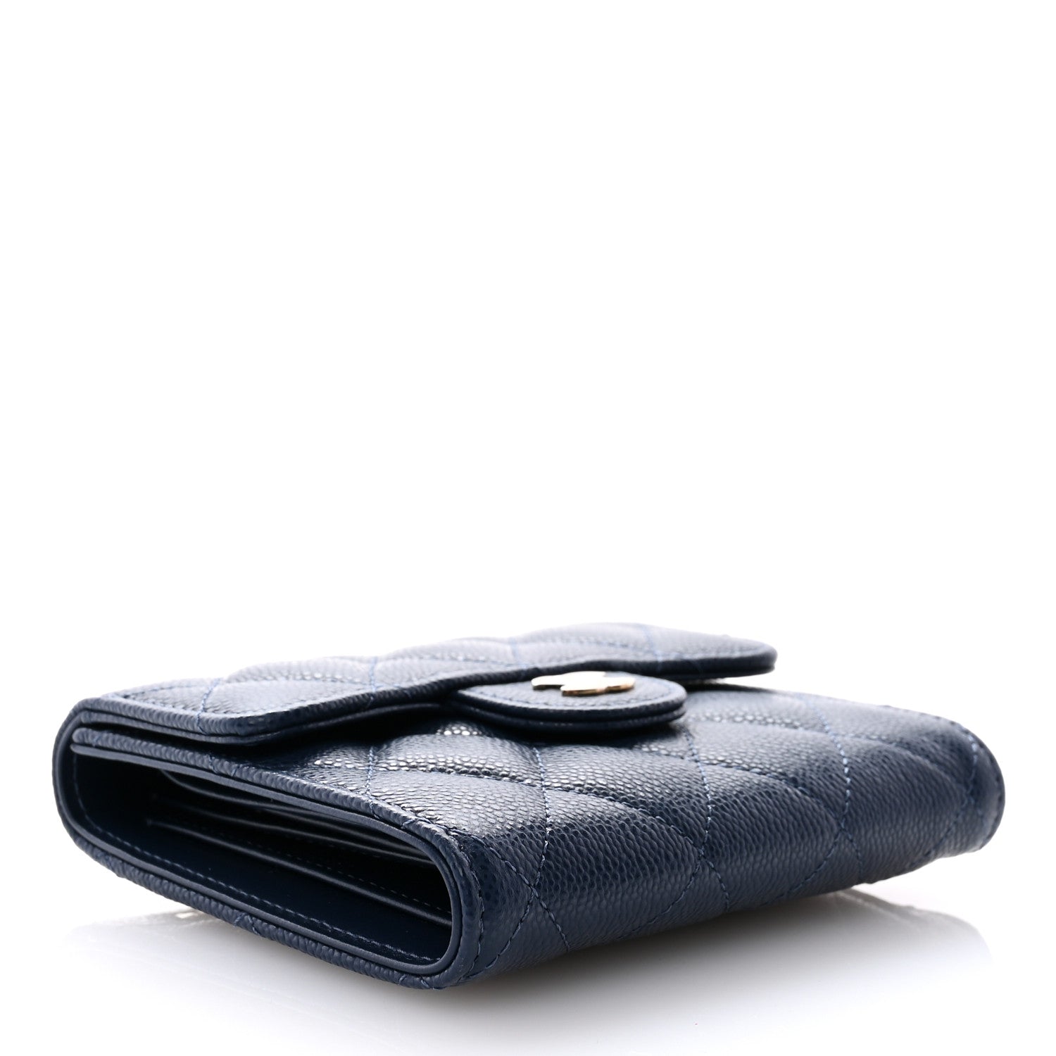Chanel Caviar Quilted Compact Flap Wallet Navy 4 of 9