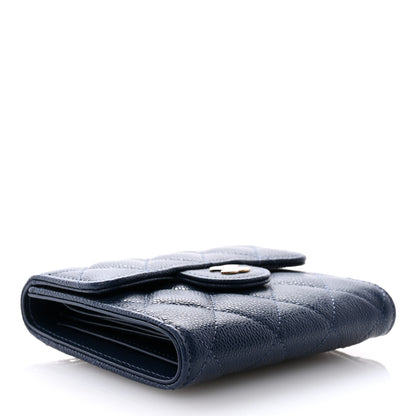 Chanel Caviar Quilted Compact Flap Wallet Navy 4 of 9