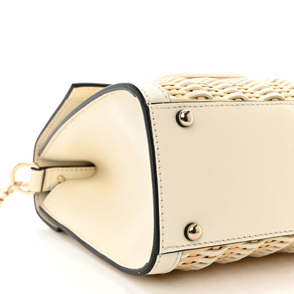 Valentino Garavani Wicker Calfskin Small VSling Top Handle Bag Natural White 8 of 11