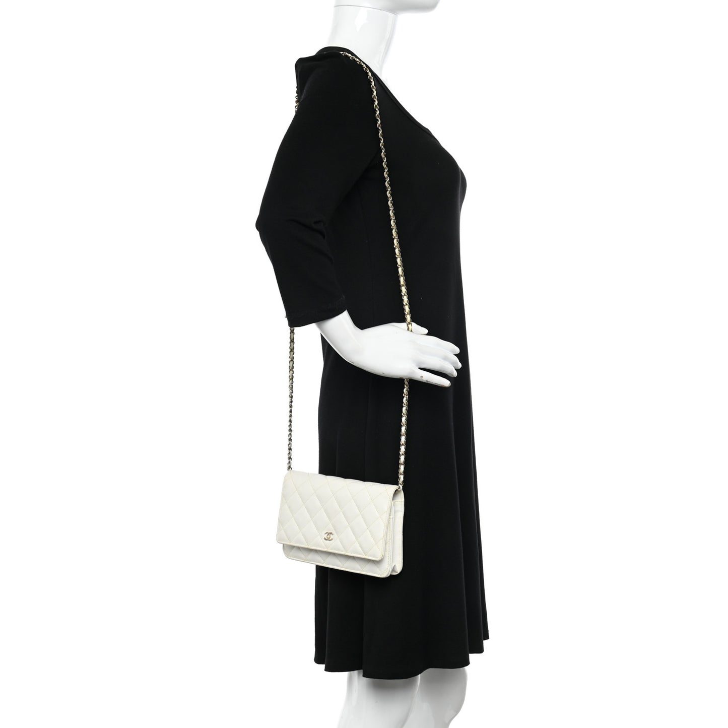 Caviar Quilted Wallet On Chain WOC White