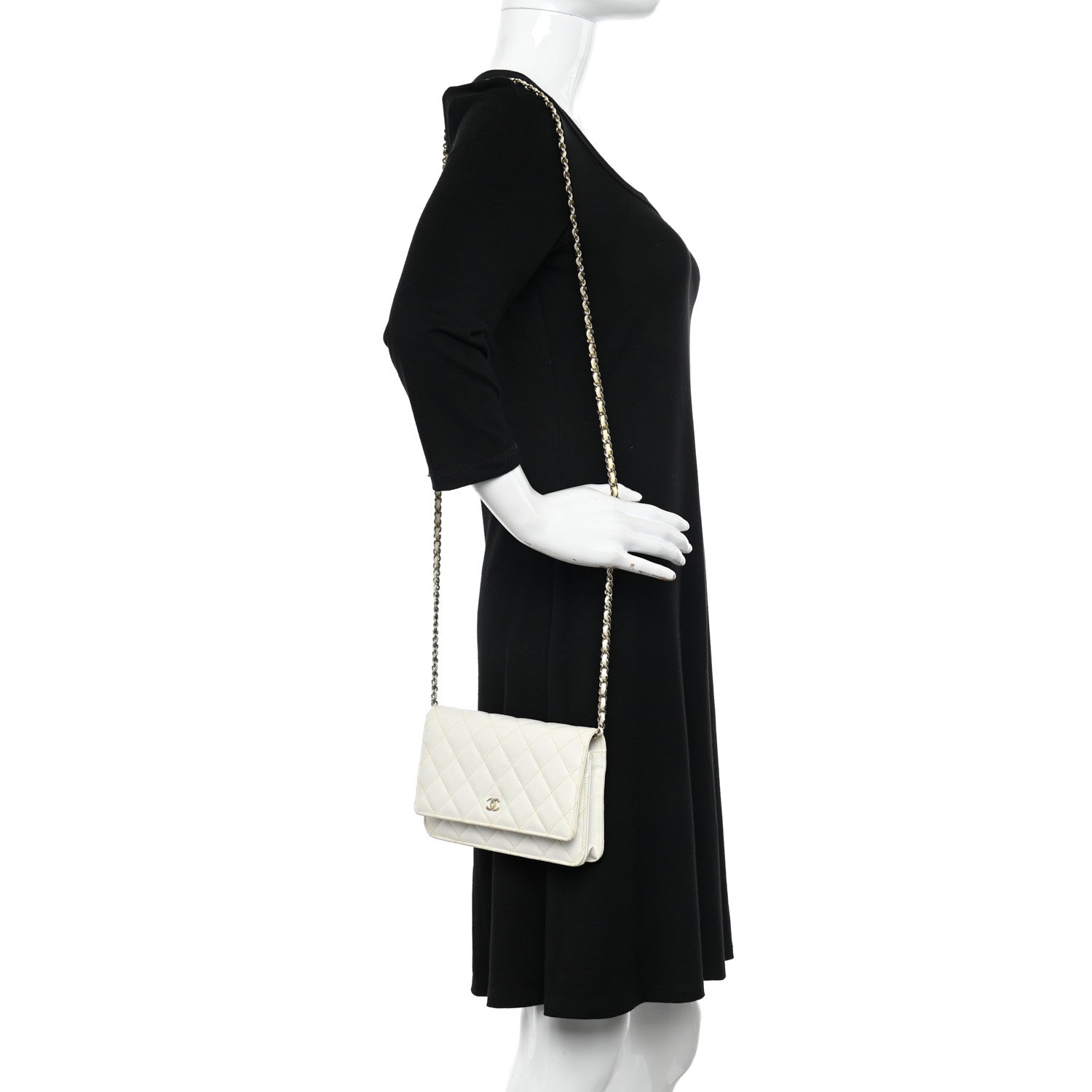 Chanel Caviar Quilted Wallet On Chain WOC White 2 of 12